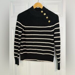 J. Crew Black and White Cowl Neck Sweater